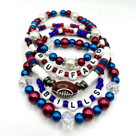 Handmade Jewelry - Buffalo Bills Beaded Bracelet Set